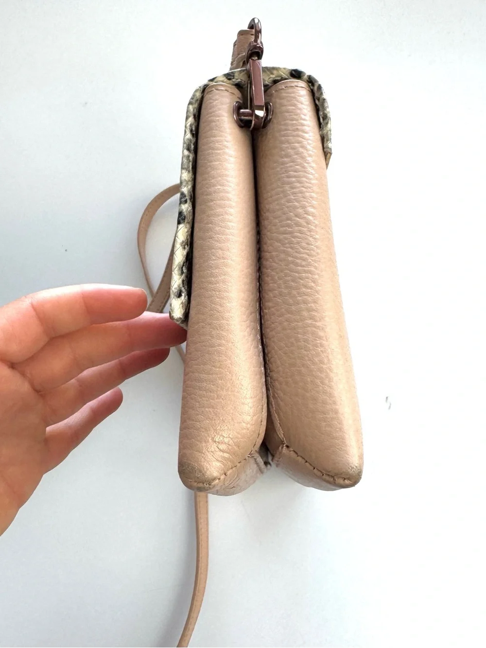 Ted Baker Alani Pink Leather Snakeskin Embossed Crossbody Shoulder Bag Glam Y2K